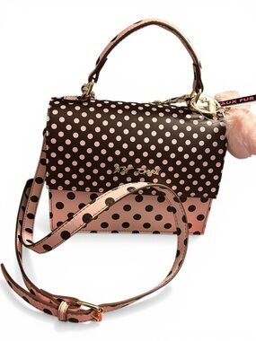 Betsey Johnson Polka Dot Top-Handle Crossbody Bag - Pink & Brown